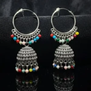 Multi Beads Bali(Hoop) Jhumka Earrings