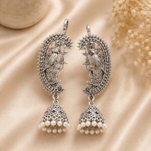 Oxidized Jhumka Earcuff Earrings