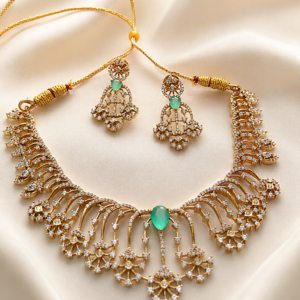 South Indian Gold Plated CZ Necklace Set